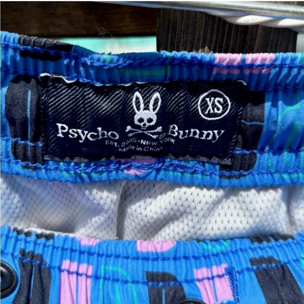 Psycho Bunny Blue and Pink All over Graphic Swim Shorts Men's Size XS - Picture 5 of 7